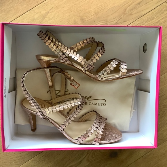 Vince Camuto Metallic Strappy Sandals - Picture 2 of 4